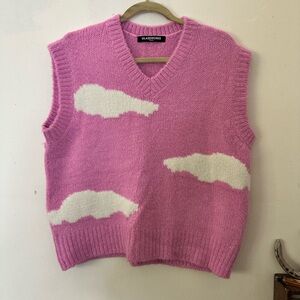 Glassworks London Pink Cloud Knit V-Neck Sweater Vest One Size